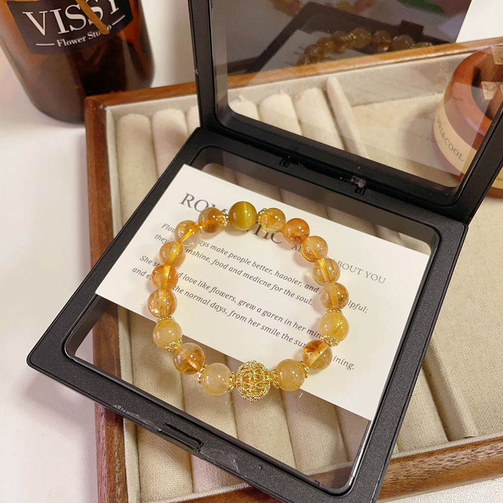 Cyber-fengshui natural Citrine  and yellow tower Crystal Bracelet