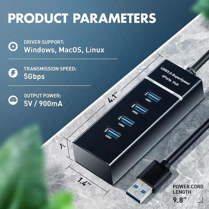 USB 3.0 Hub mit 4 Ports und LED-Beleuchtung *** USB 3.0 Hub mit 4 Ports und LED-Beleuchtung