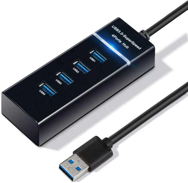 USB 3.0 Hub mit 4 Ports und LED-Beleuchtung *** USB 3.0 Hub mit 4 Ports und LED-Beleuchtung