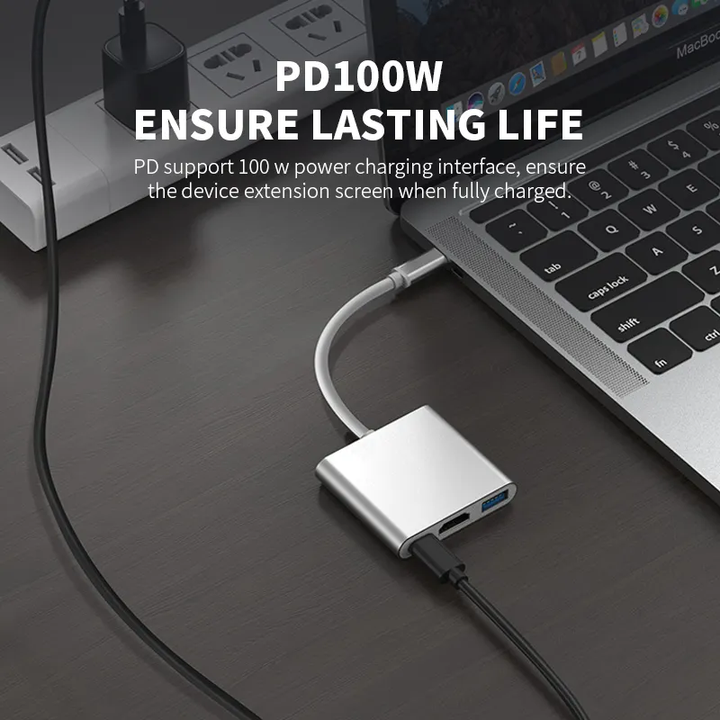 3-in-1 USB-C Hub mit USB 3.0, PD und HDMI *** 3-in-1 USB-C hub with USB 3.0, PD and HDMI