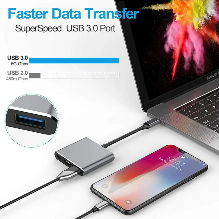 3-in-1 USB-C Hub mit USB 3.0, PD und HDMI *** 3-in-1 USB-C hub with USB 3.0, PD and HDMI