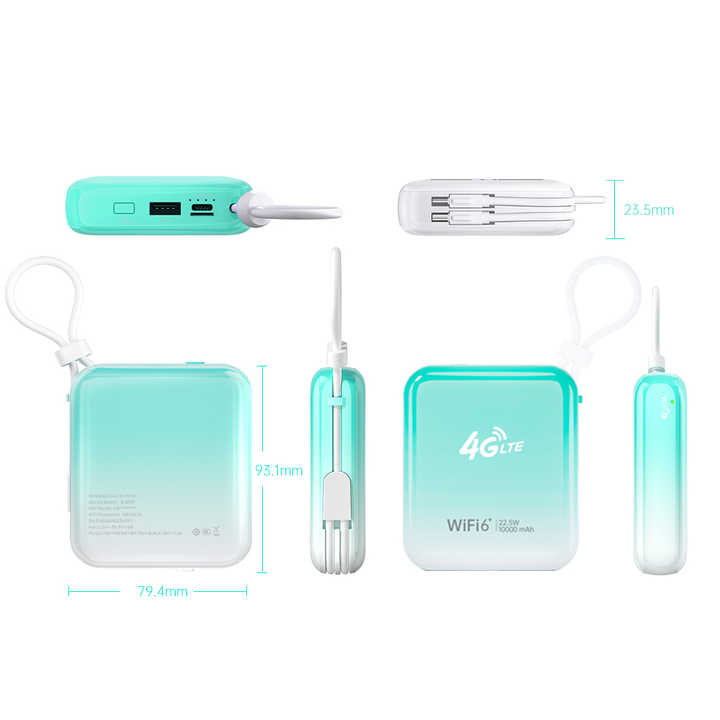Tragbarer 4G LTE Router mit 10000mAh Akku und SIM-Kartensteckplatz *** Portable 4G LTE router with 10000mAh battery and SIM card slot