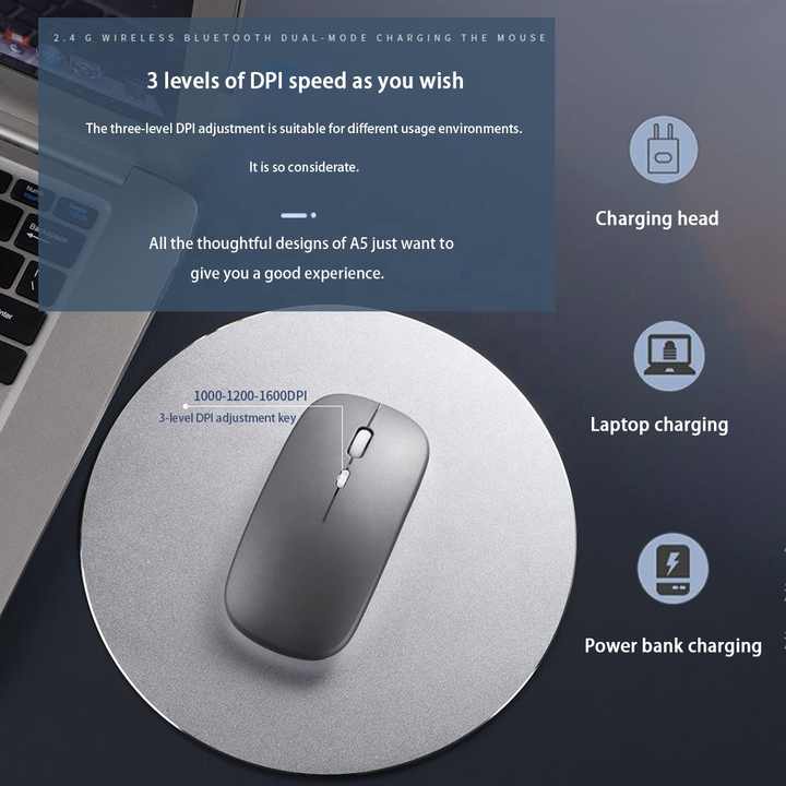 2.4G Bluetooth USB Gaming Maus mit drahtlosem Laden und LED-Beleuchtung *** 2.4G Bluetooth USB gaming mouse with wireless charging and LED lighting