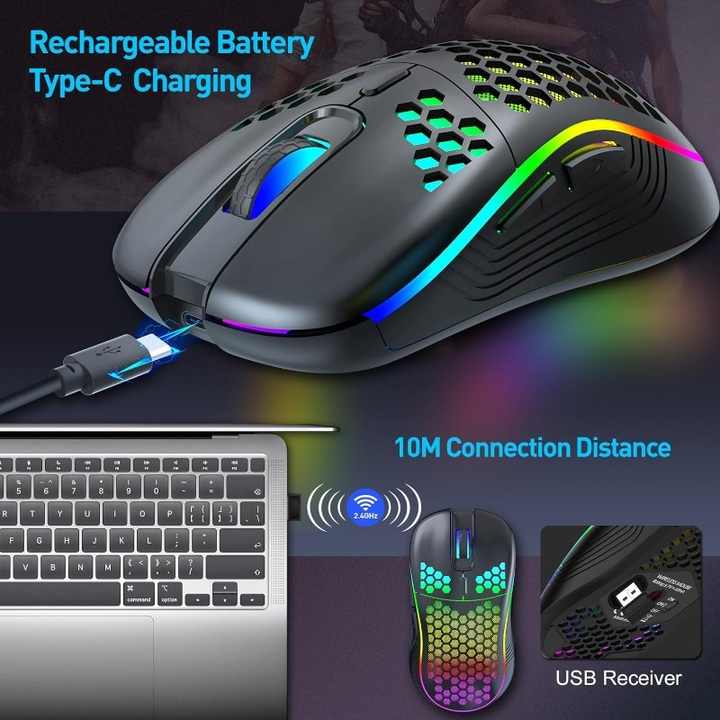 6D 3200DPI Optischer Sensor RGB Beleuchtung Gaming Maus mit ergonomischem Design *** 6D 3200DPI optical sensor RGB lighting gaming mouse with ergonomic design