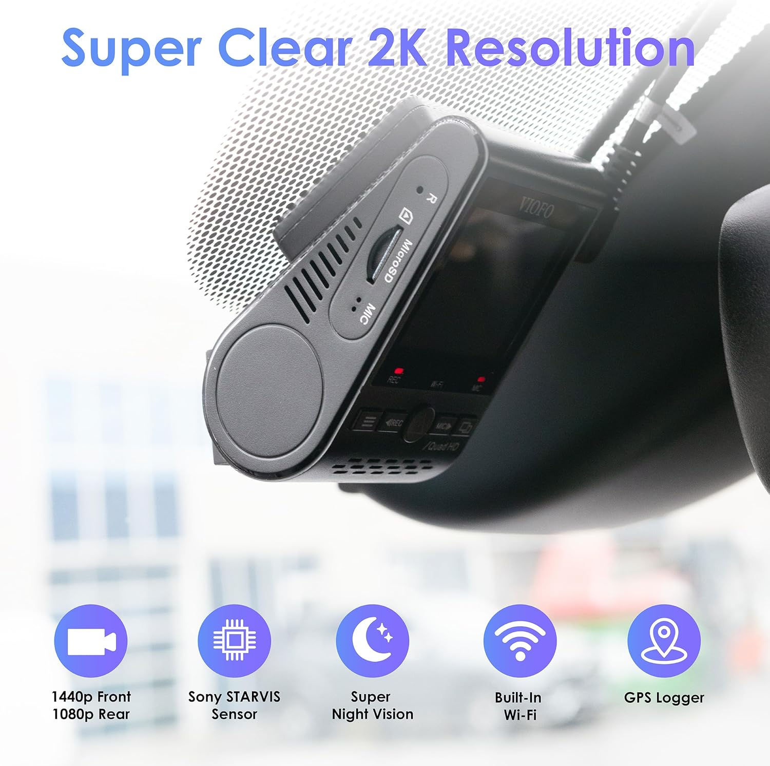 VIOFO A129 Dual Dash Cam, 2K 1440P 60fps+1080P 30fps Front and Rear Dash 