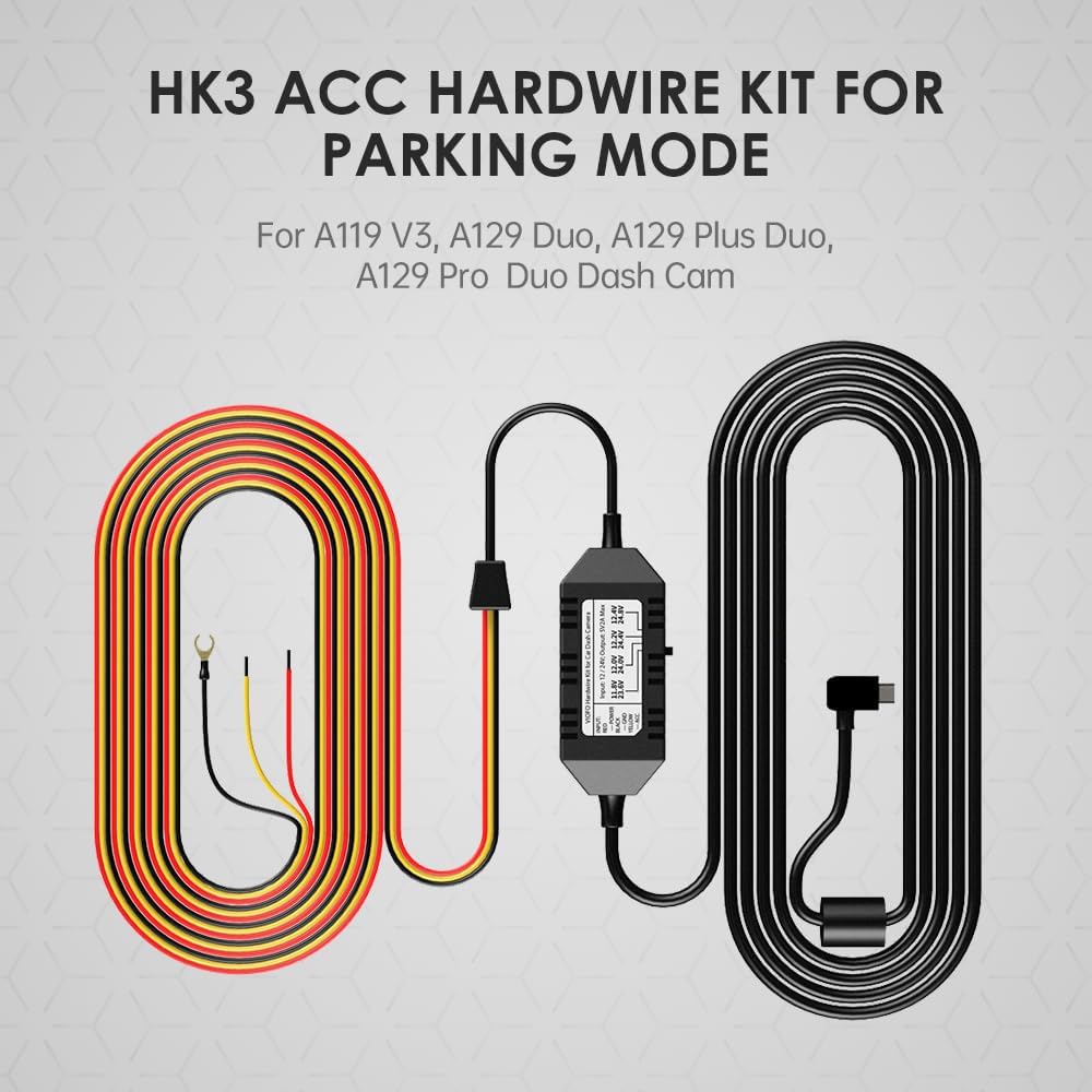 VIOFO A129 , A119V3 Dash Cam 3 Wire Acc HK3 Hardwire Kit for Parking Mode