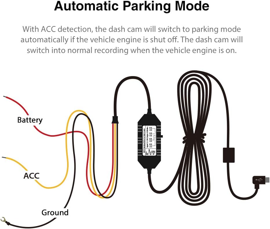 VIOFO A129 , A119V3 Dash Cam 3 Wire Acc HK3 Hardwire Kit for Parking Mode