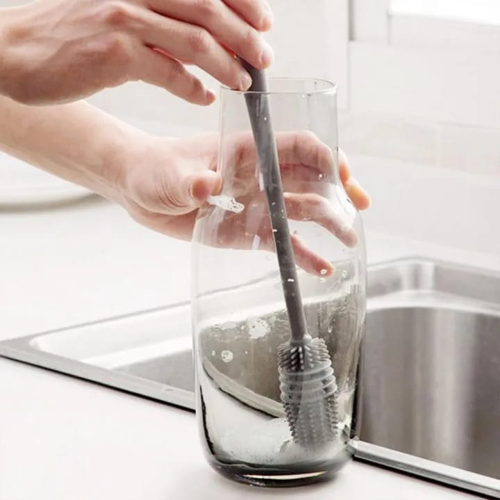 Bottle Cleaning Brushes, Silicone Cleaning Brush, Bottle Cleaning Brush, Silicone Long Handle, Water Bottle, Containers, Vase and Glass, Bottle Cleaner for Kitchen
