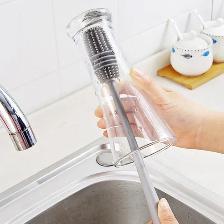 Bottle Cleaning Brushes, Silicone Cleaning Brush, Bottle Cleaning Brush, Silicone Long Handle, Water Bottle, Containers, Vase and Glass, Bottle Cleaner for Kitchen