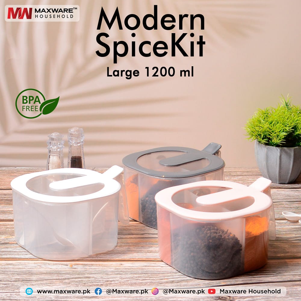 Maxware Household Modern Spice Kit , 4 grid spice jar with free spoons