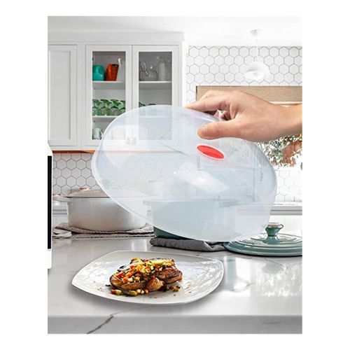Microwave Food Plate Dish Cover Transparent Anti Splatter Guard Kitchen Cooking