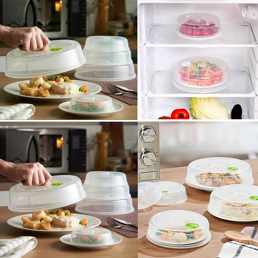 Microwave Food Plate Dish Cover Transparent Anti Splatter Guard Kitchen Cooking