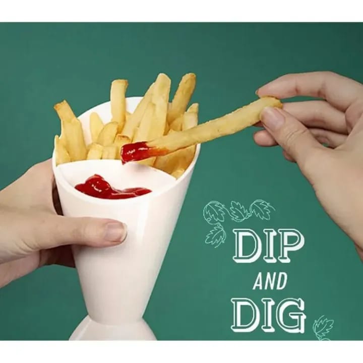 French Fries Salad Cup French Fries Basket Holder Cup Holders for Cars Cone French Fry Holder for Car Chip and Dip Basket Fry Stand Dip Compartment Sauce Dip Cup