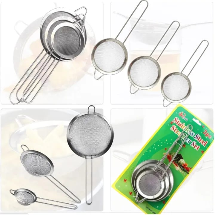 Tea Strainer Set Pack Of 3 Pcs Stainless Steel