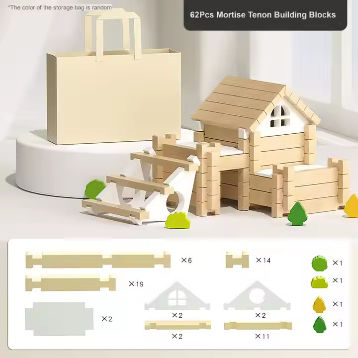 Luban Mortise & Tenon Wooden Building Blocks – Montessori-Inspired Construction Toy