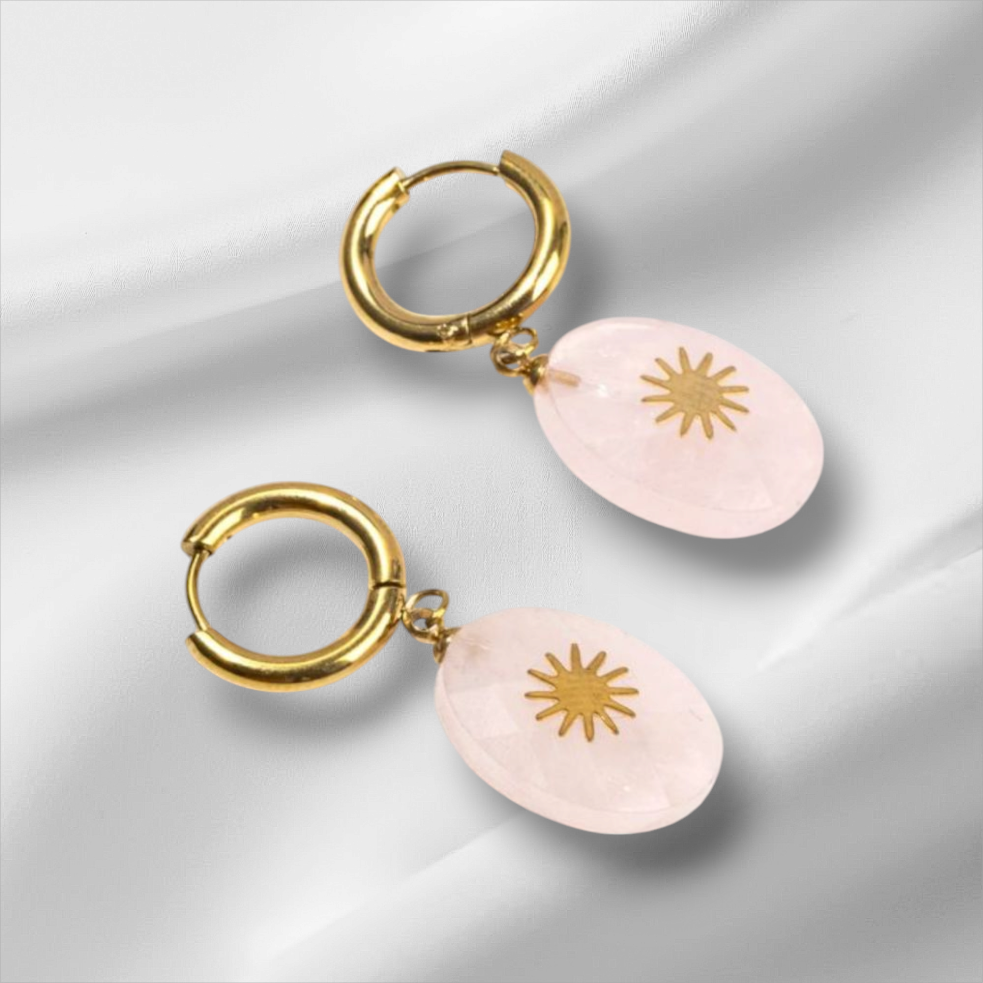 Boucles d'oreilles en quartz rose