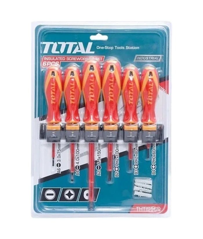 Juego de set 6 destornilladores aislados  planos Philips total
