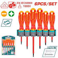 Juego de set 6 destornilladores aislados  planos Philips total
