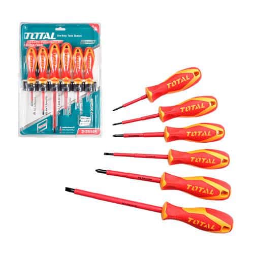 Juego de set 6 destornilladores aislados  planos Philips total
