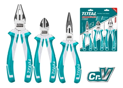 Kit 3 Pinzas Universal Punta Alicate Acero Total
