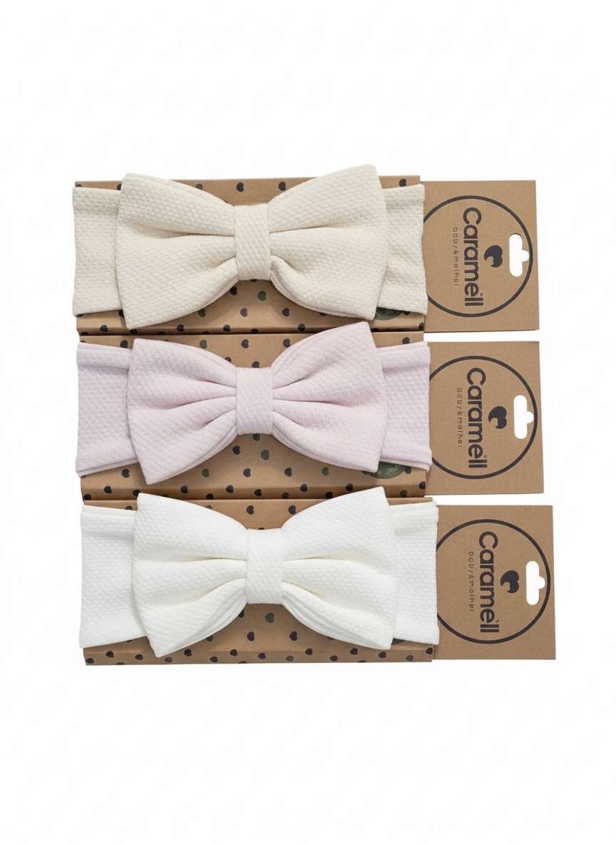 Caramell Set of Baby Bow Headbands
