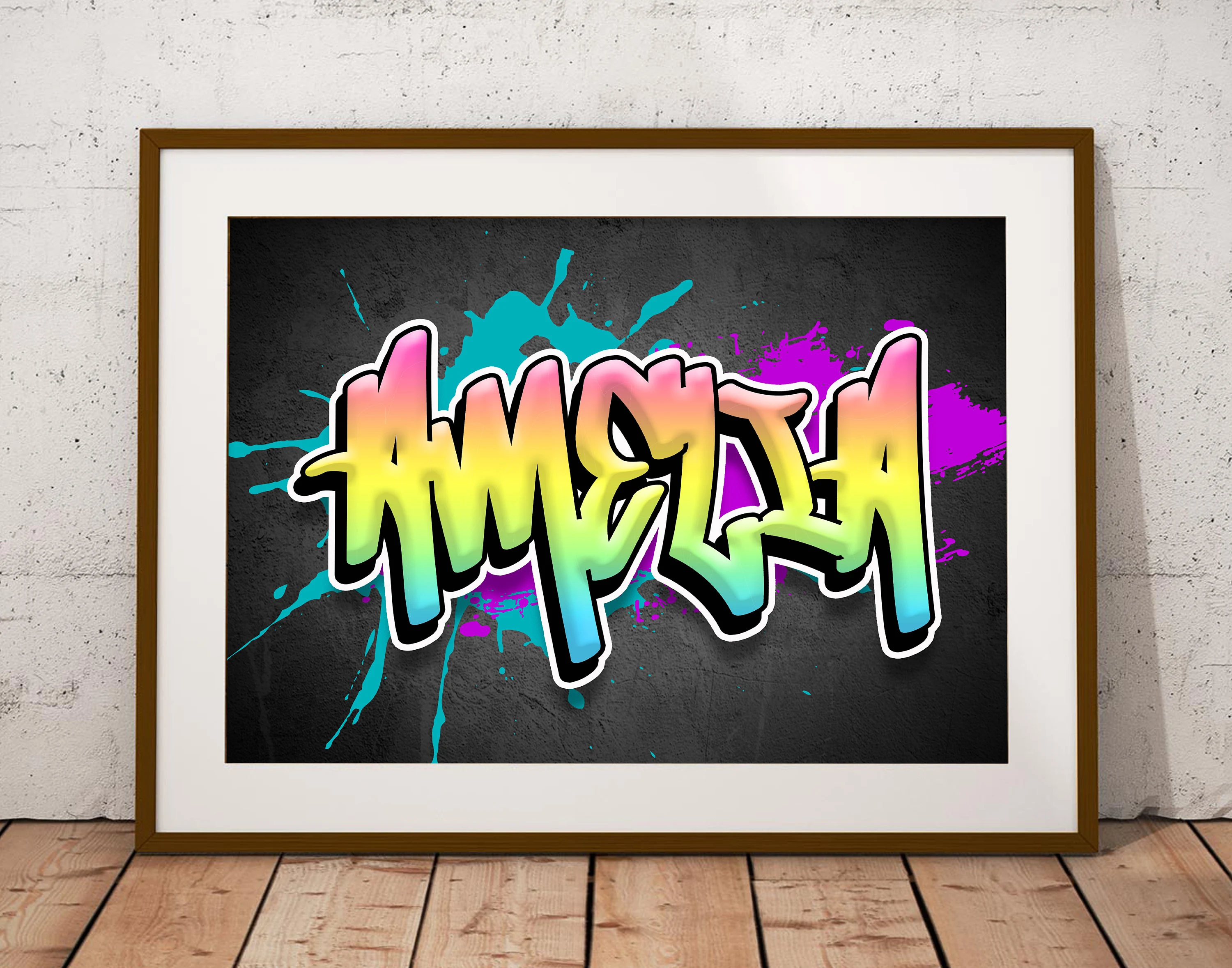 Custom Paint Splash Graffiti Name Digital Download Art Print
