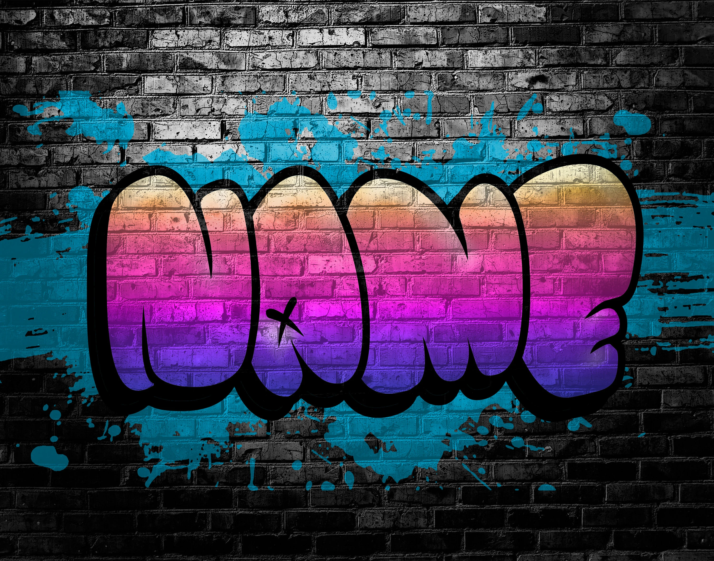 Custom Bubble Letter Graffiti Name Digital Download Art Print