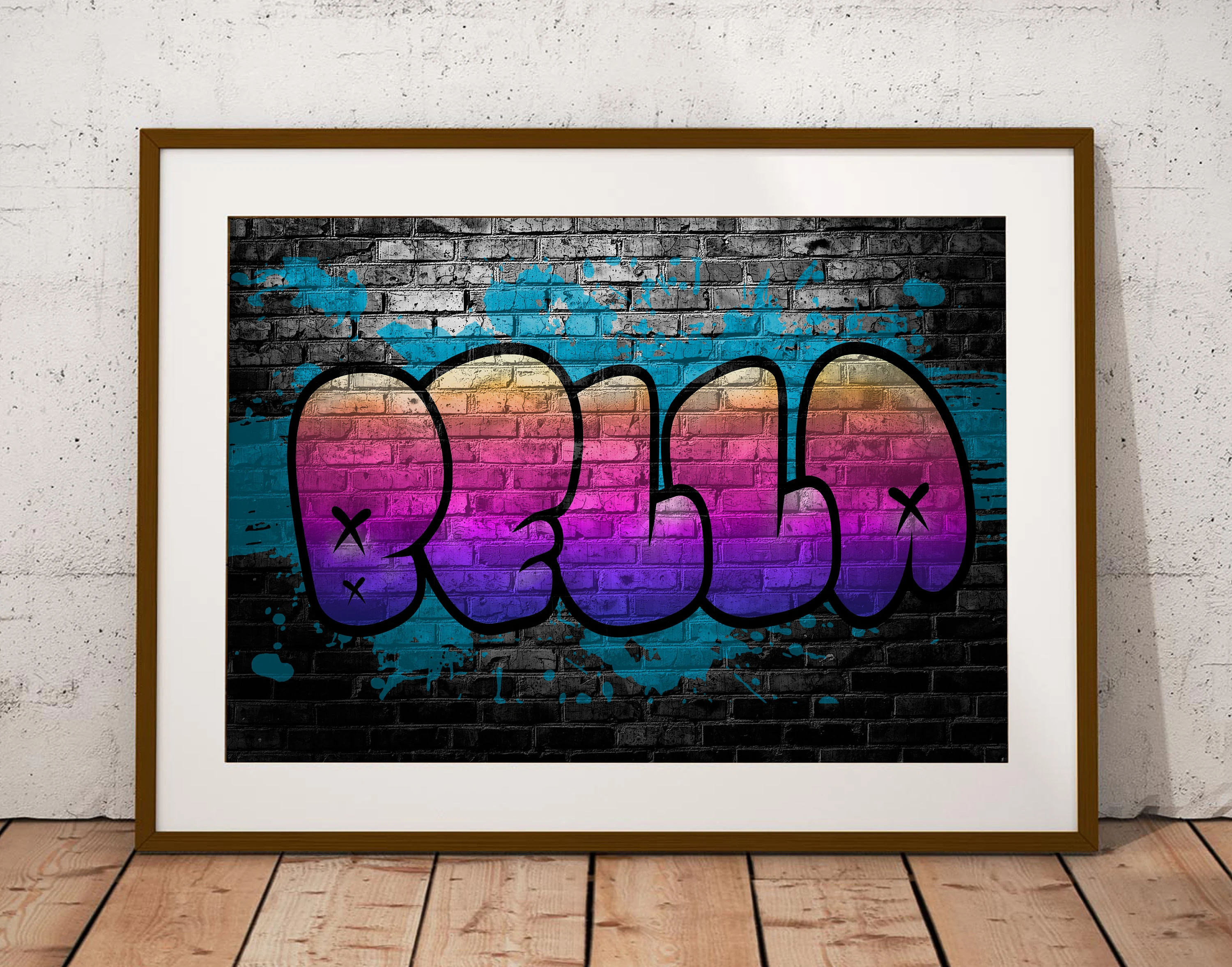Custom Bubble Letter Graffiti Name Digital Download Art Print
