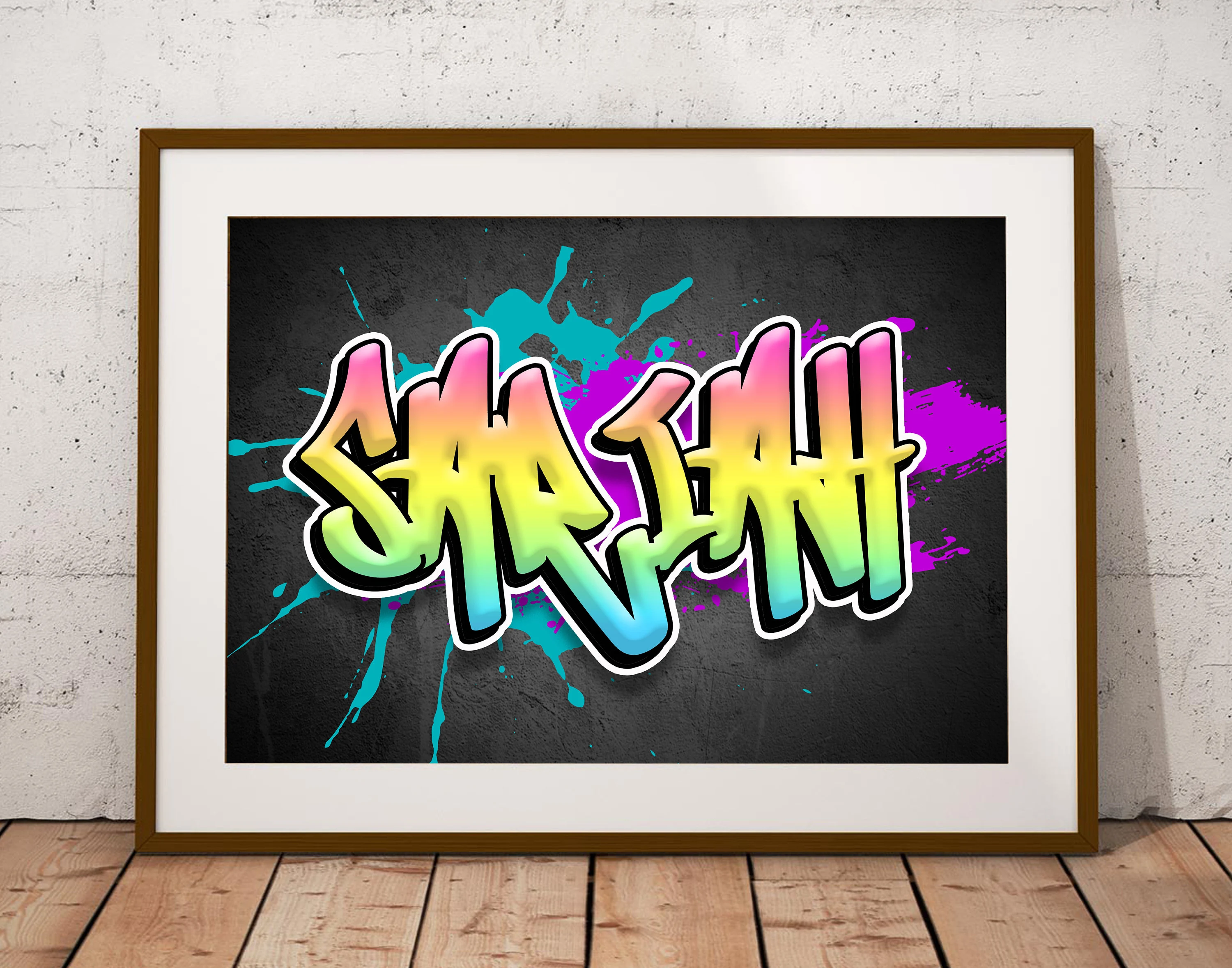 Custom Paint Splash Graffiti Name Digital Download Art Print