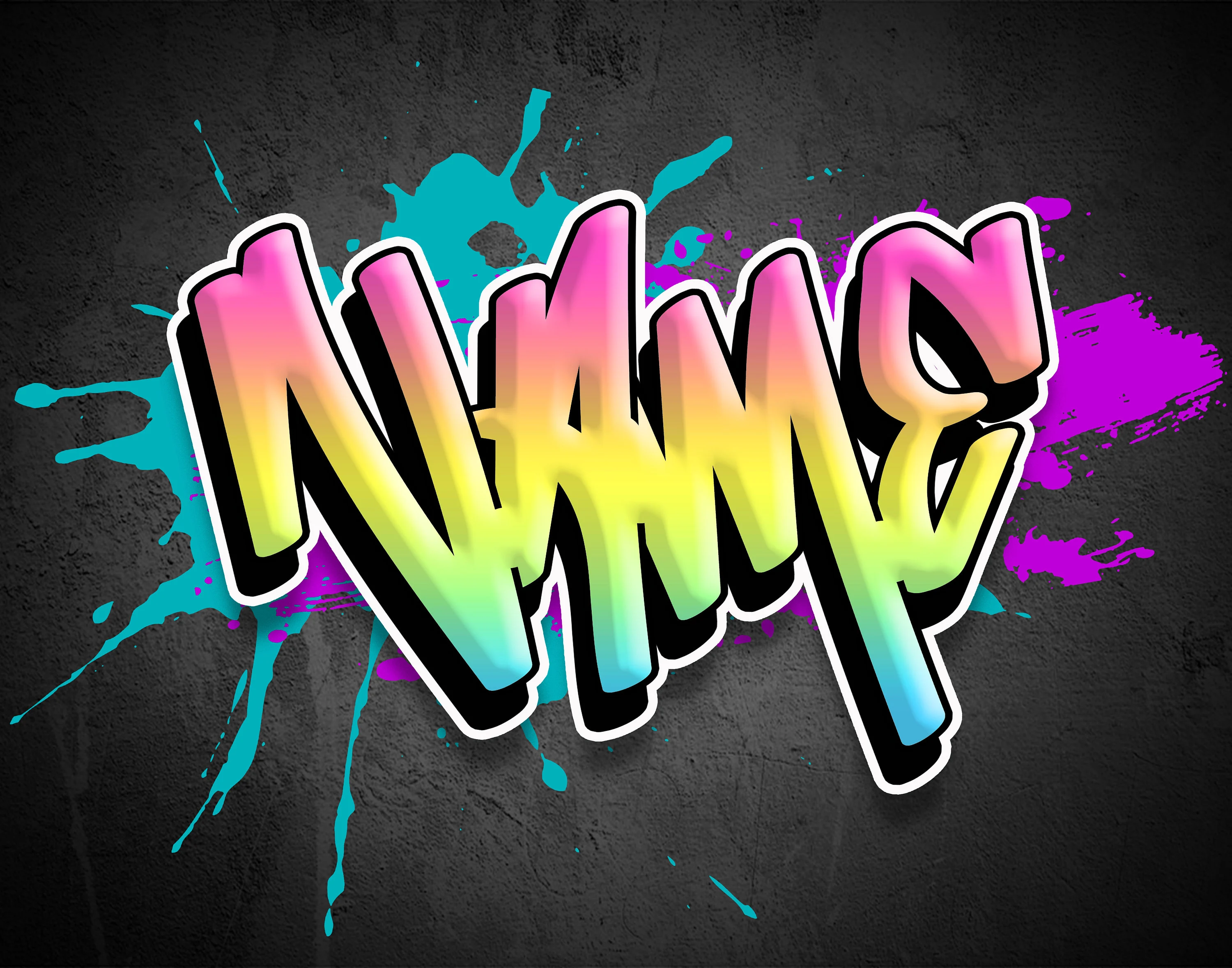 Custom Paint Splash Graffiti Name Digital Download Art Print