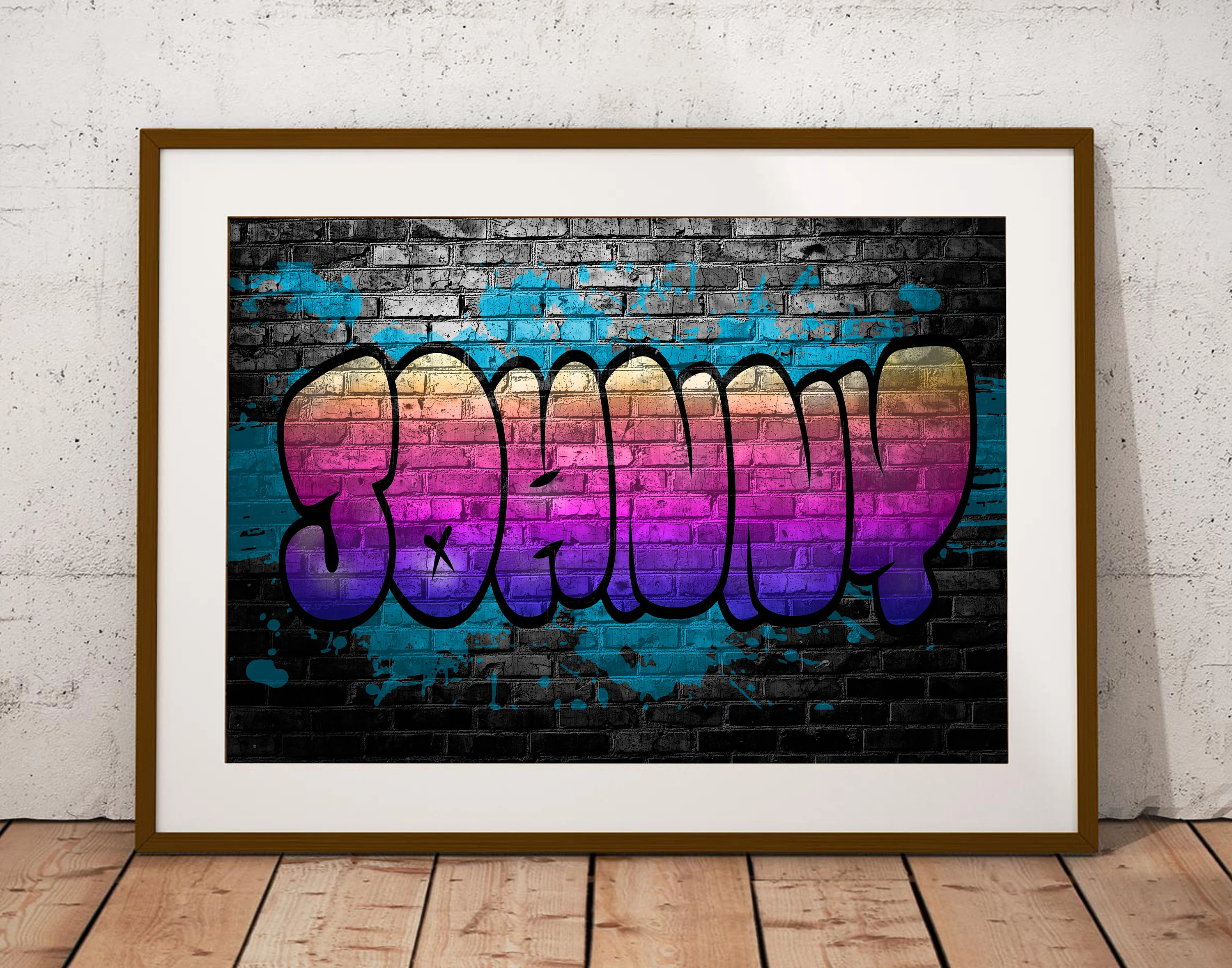Custom Bubble Letter Graffiti Name Digital Download Art Print