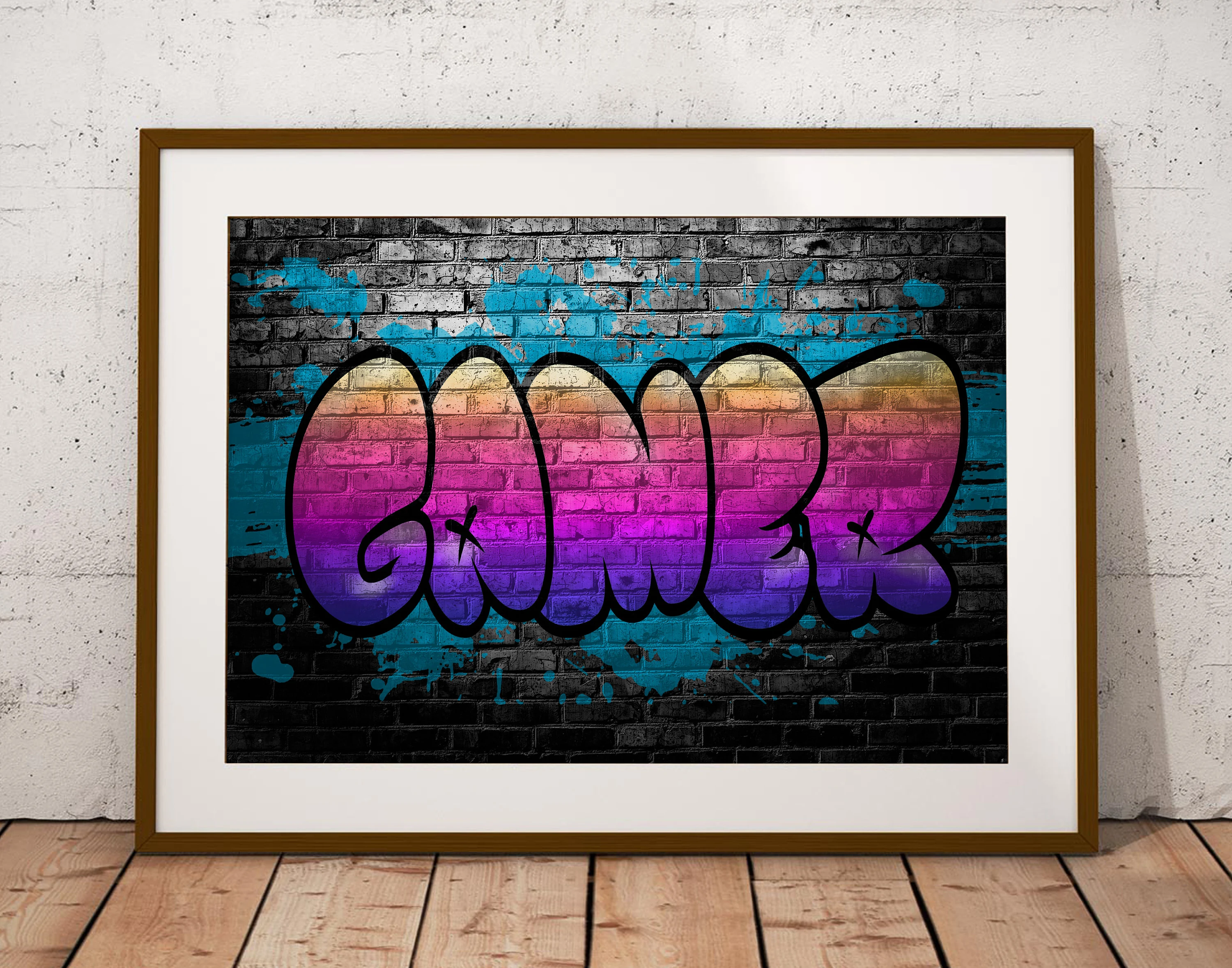 Custom Bubble Letter Graffiti Name Digital Download Art Print