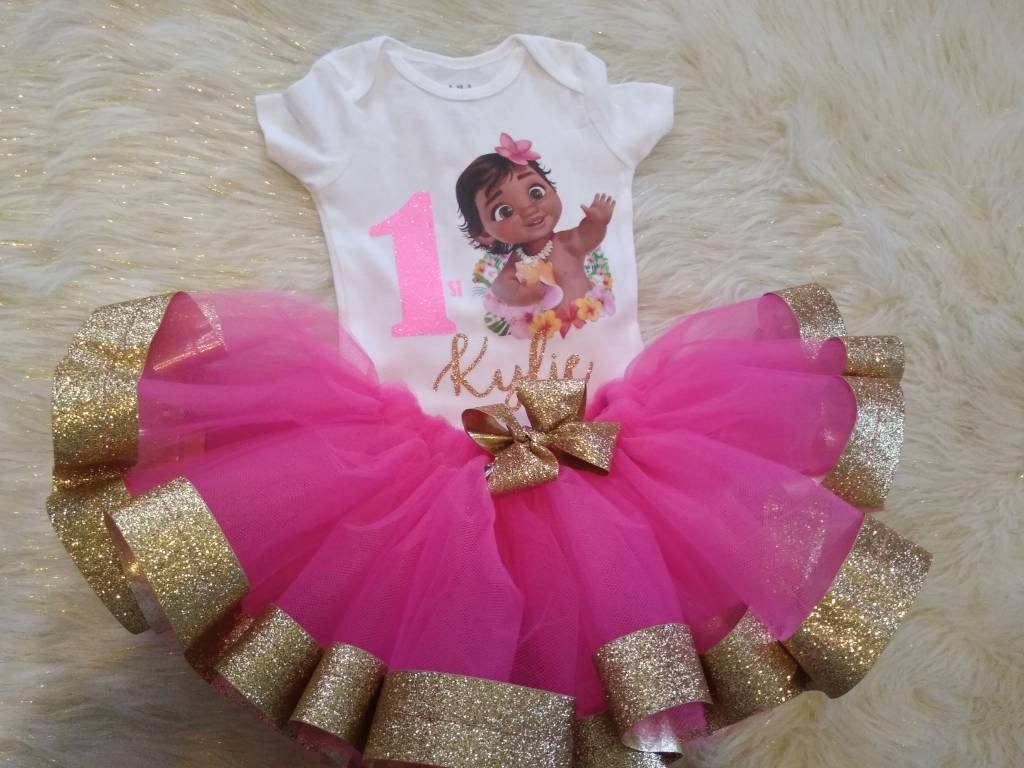 Little Moana first Birthday tutu set with matching shirt