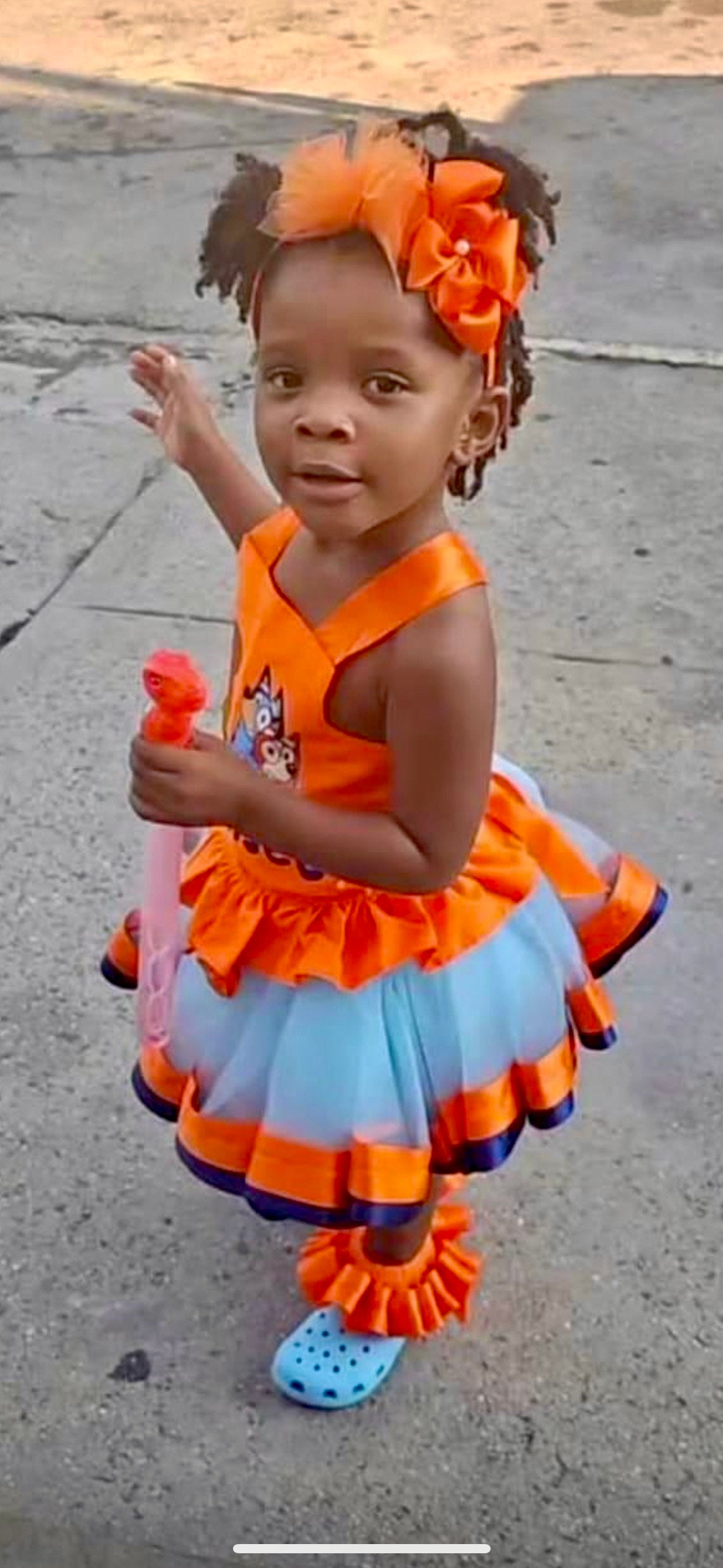 Bluey Birthday Tutu Set – Custom Name & Age – Orange & Navy Sparkle Edition Corset