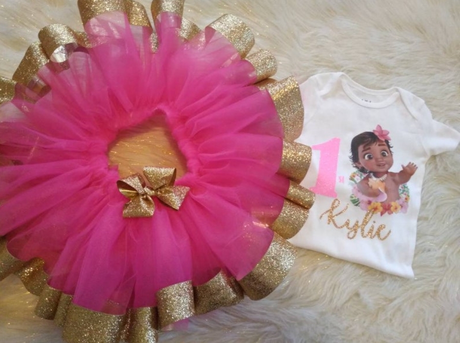 Little Moana first Birthday tutu set with matching shirt