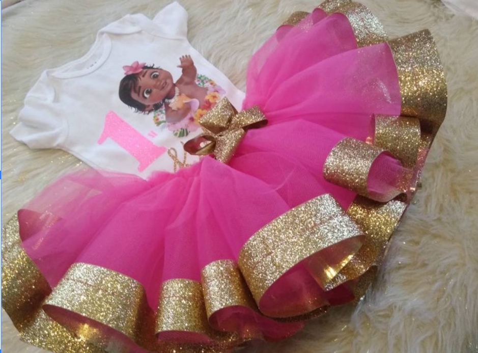 Little Moana first Birthday tutu set with matching shirt