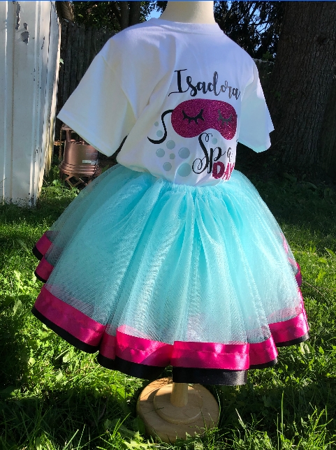 Spa Day Girl Tutu Outfit, Spa Birthday Party, Makeup Birthday Outfit