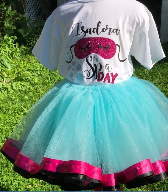 Spa Day Girl Tutu Outfit, Spa Birthday Party, Makeup Birthday Outfit