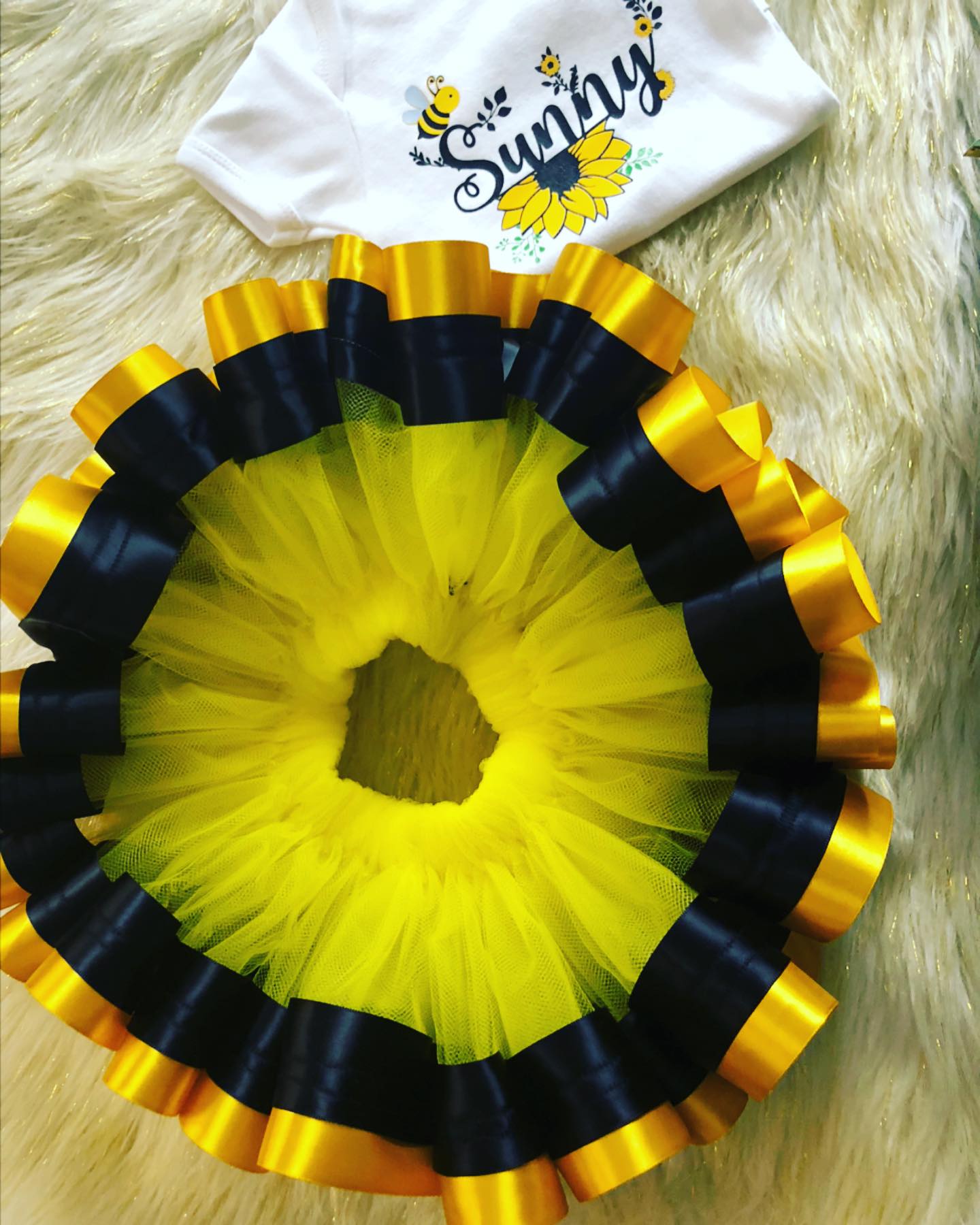 Girls Sunflower Tutu and Tee Set – Handmade Birthday or Special Occasion Outfit