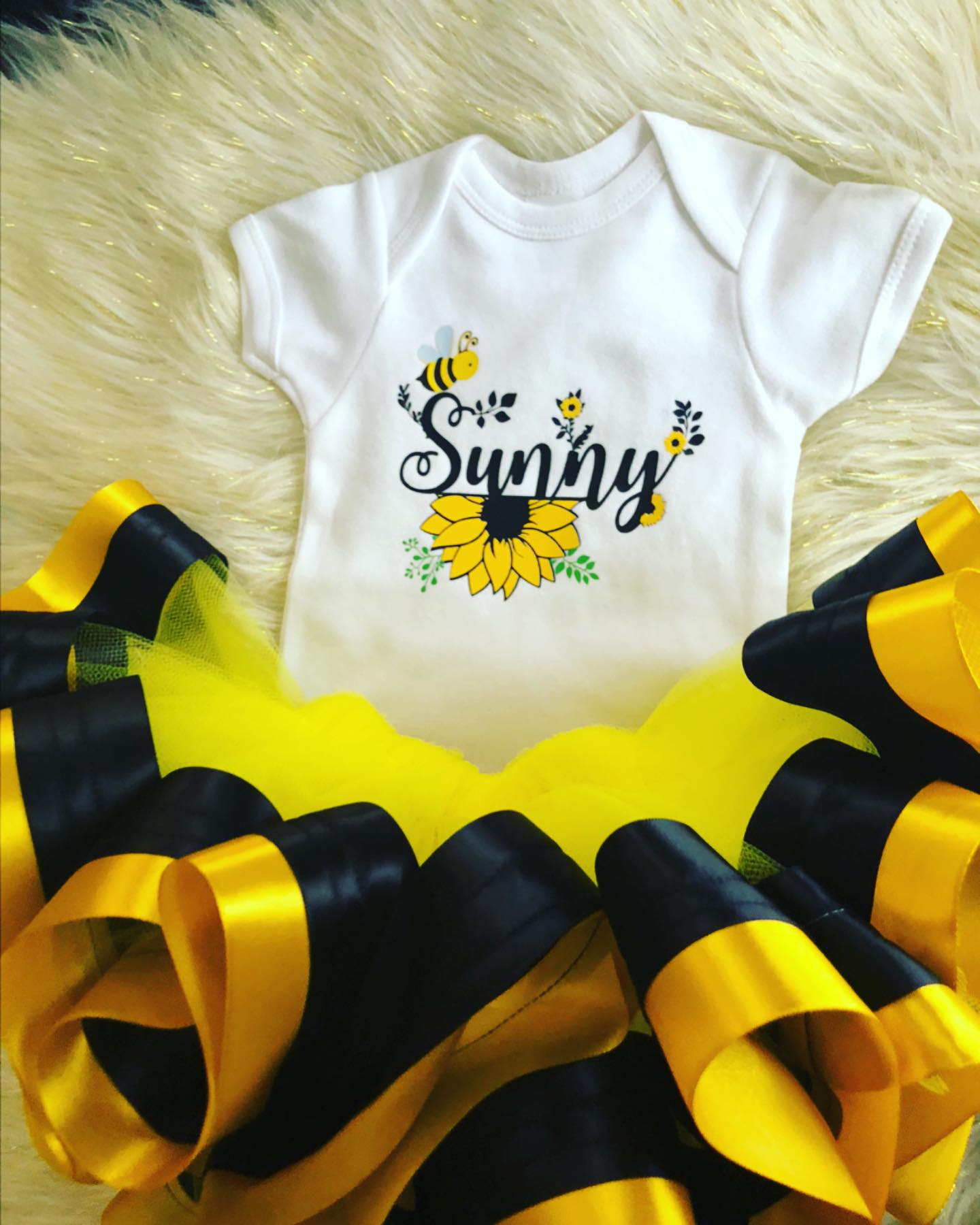 Girls Sunflower Tutu and Tee Set – Handmade Birthday or Special Occasion Outfit