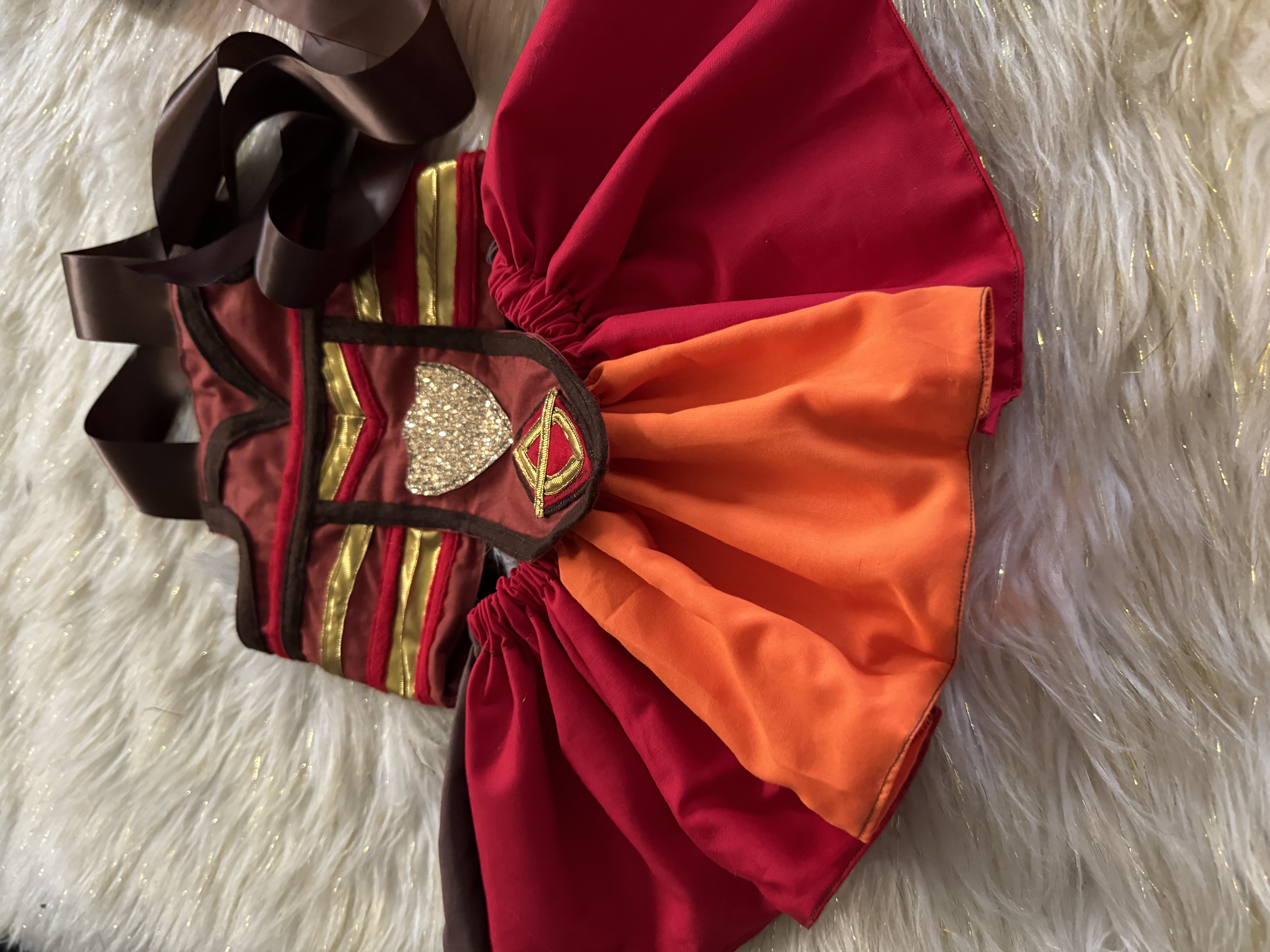 Warrior Guard Costume Outfit, Red and Gold Tribal-Inspired Tutu, Halloween Costume