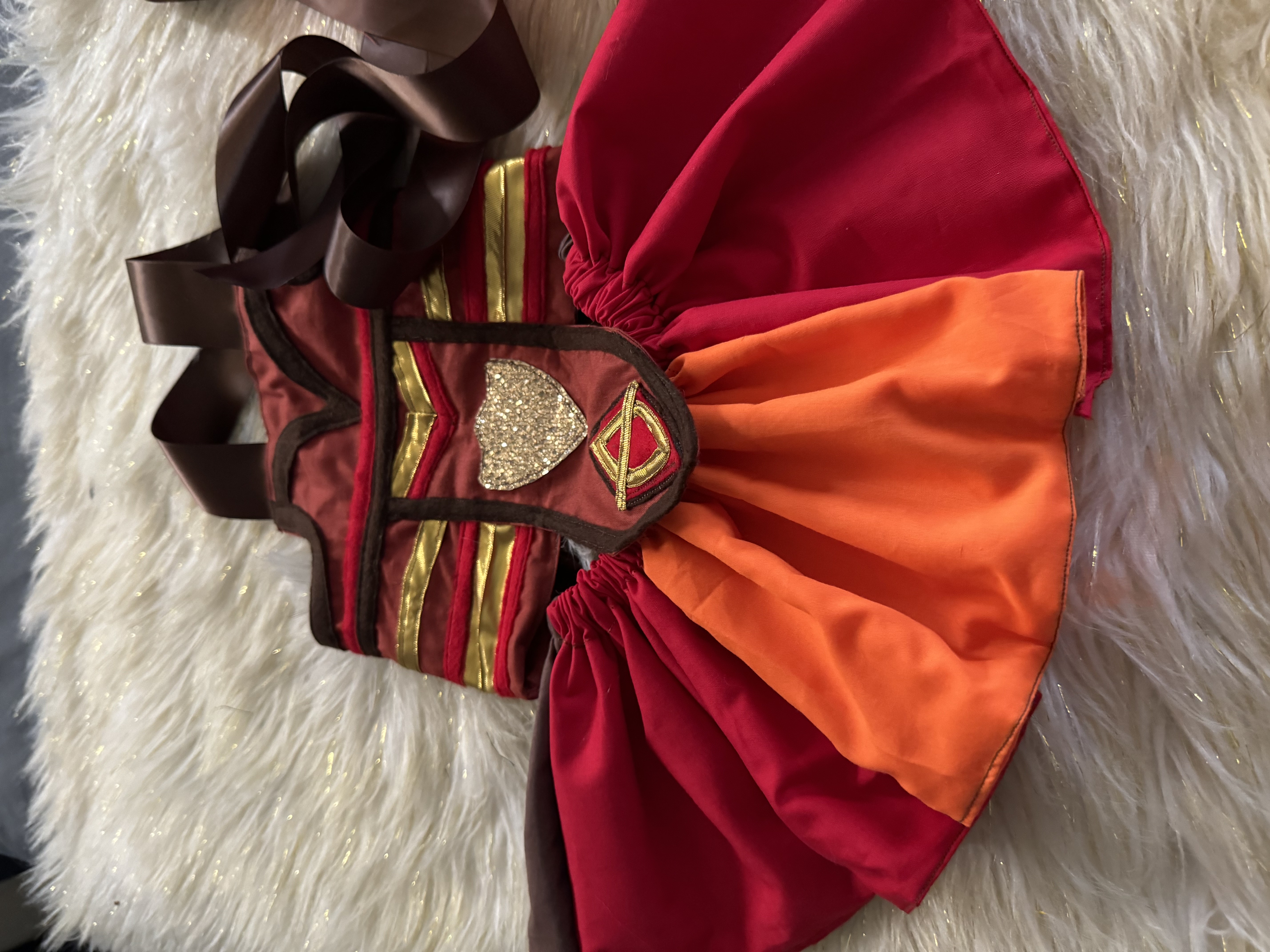 Warrior Guard Costume Outfit, Red and Gold Tribal-Inspired Tutu, Halloween Costume