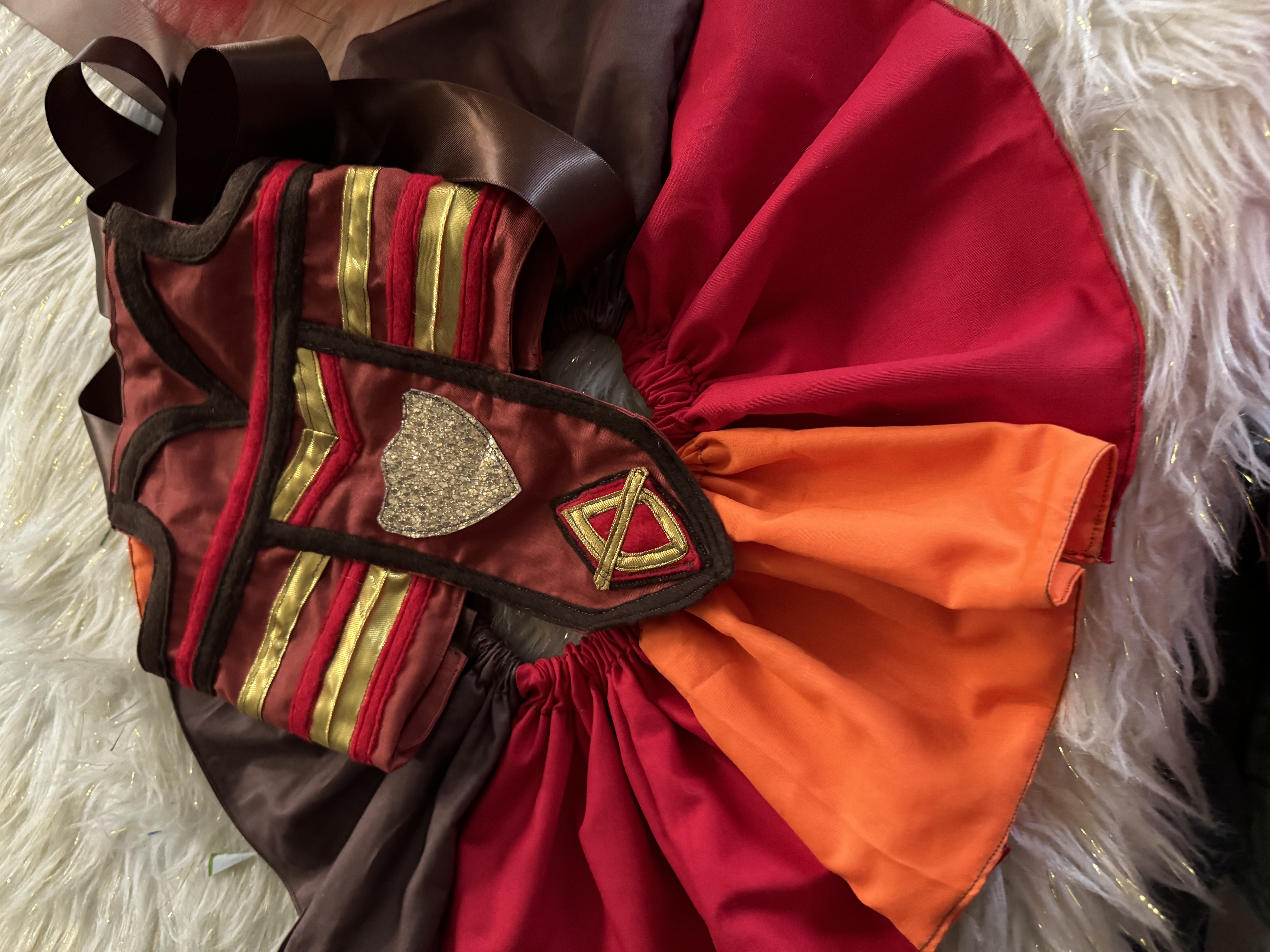 Warrior Guard Costume Outfit, Red and Gold Tribal-Inspired Tutu, Halloween Costume