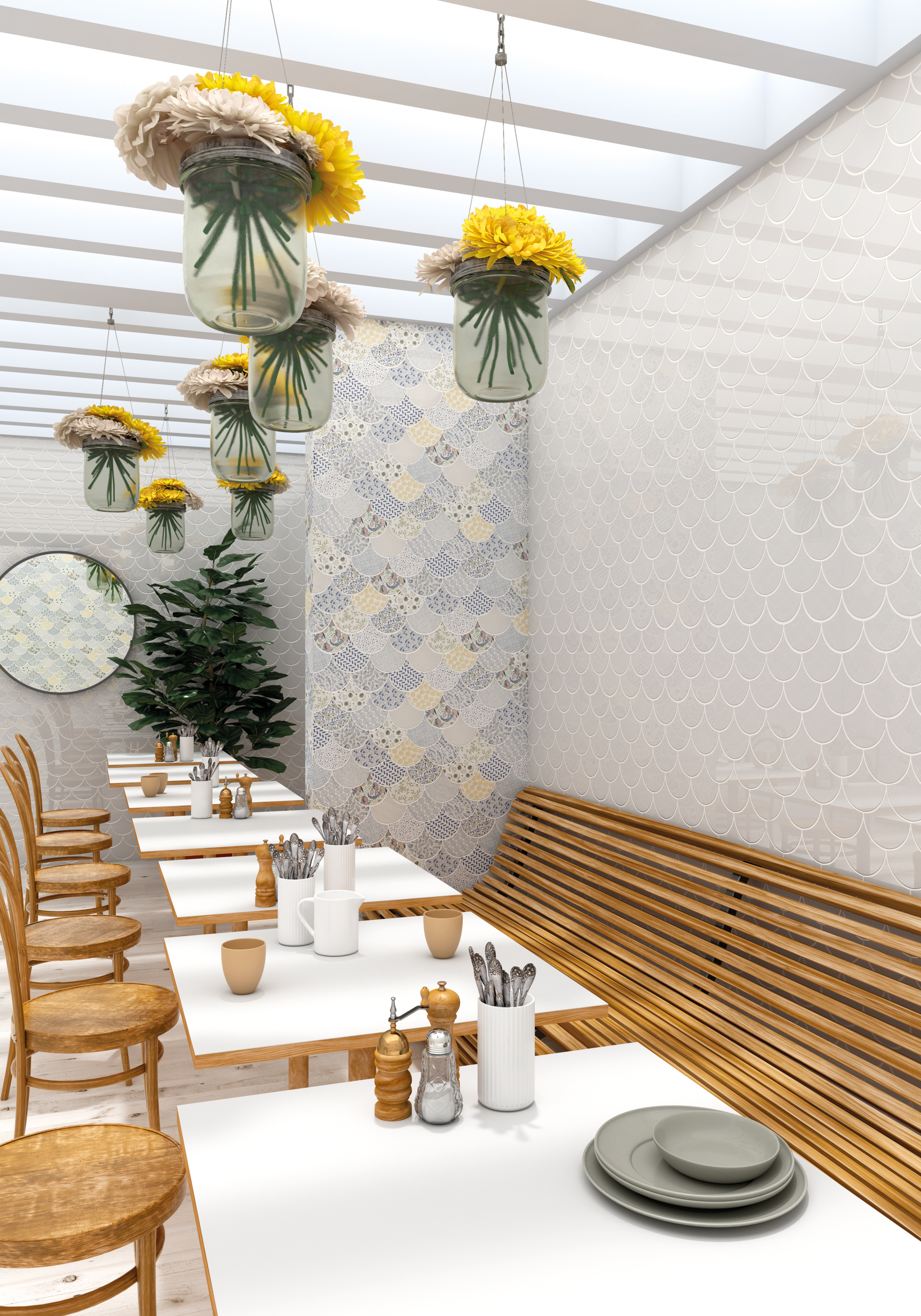 Carrelage en forme d'écaille