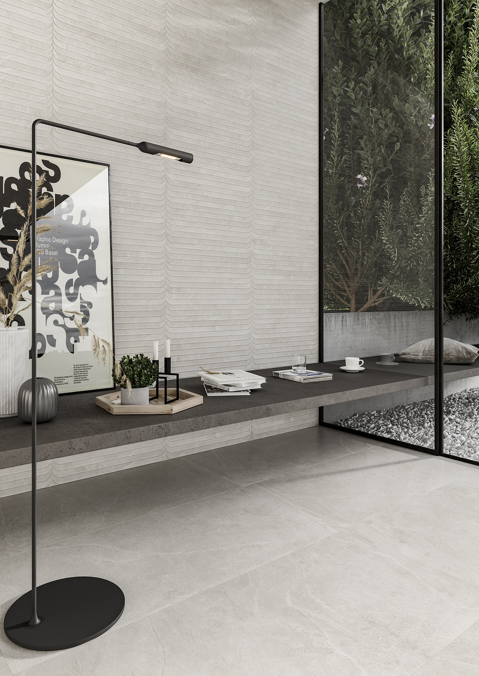 Lavik Carreau de céramique gris 45x90cm