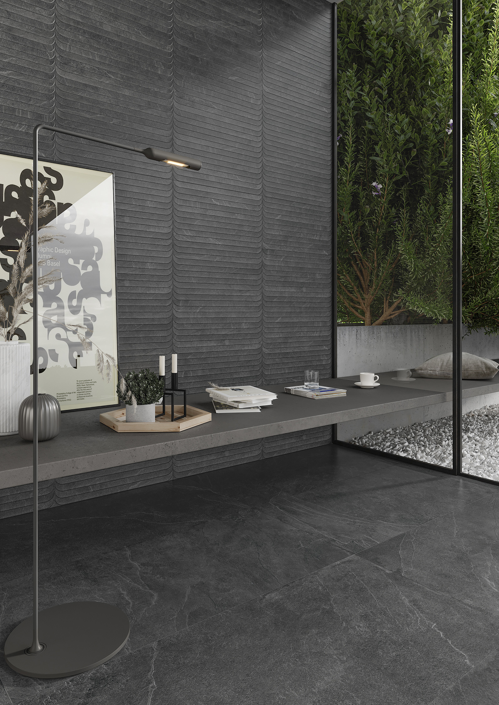 Lavik Carreau de céramique gris 45x90cm