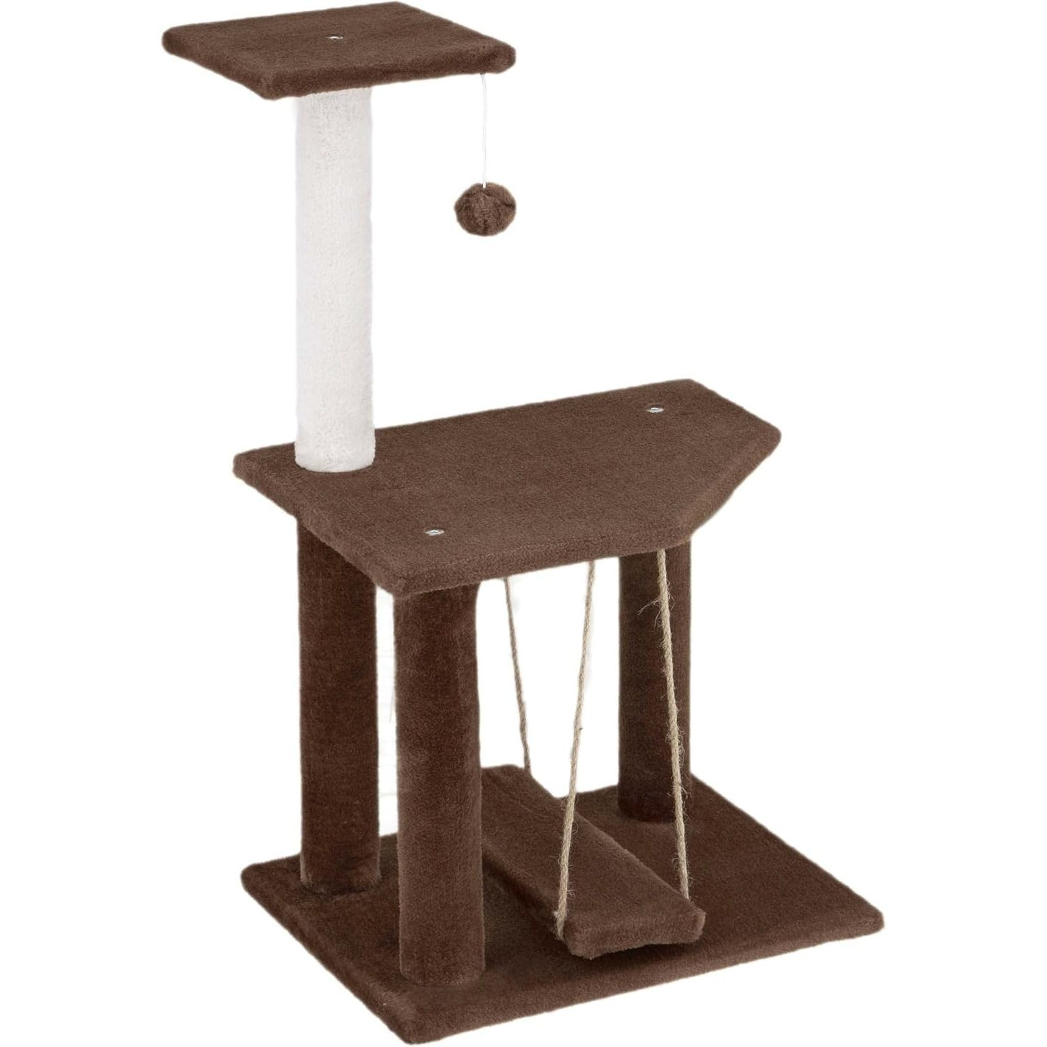 🐾 CHÂTEAU DE JEU POUR CHATS – 2 NIVEAUX, BALANÇOIRE & BALLE INTERACTIVE