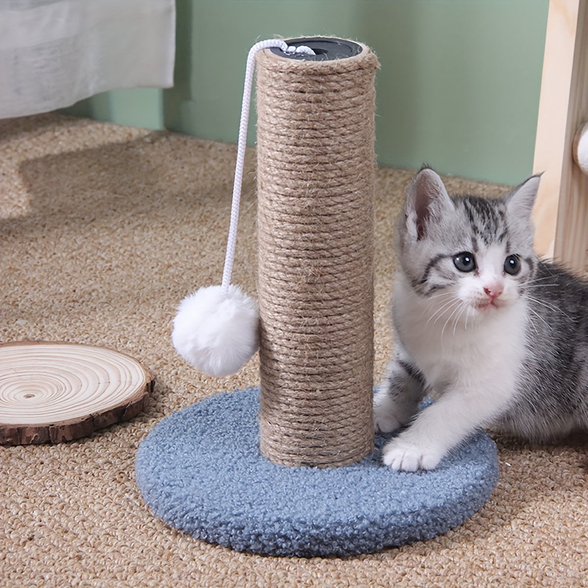 🐾 Arbre à chat compact – poteau à griffer en corde de sisal