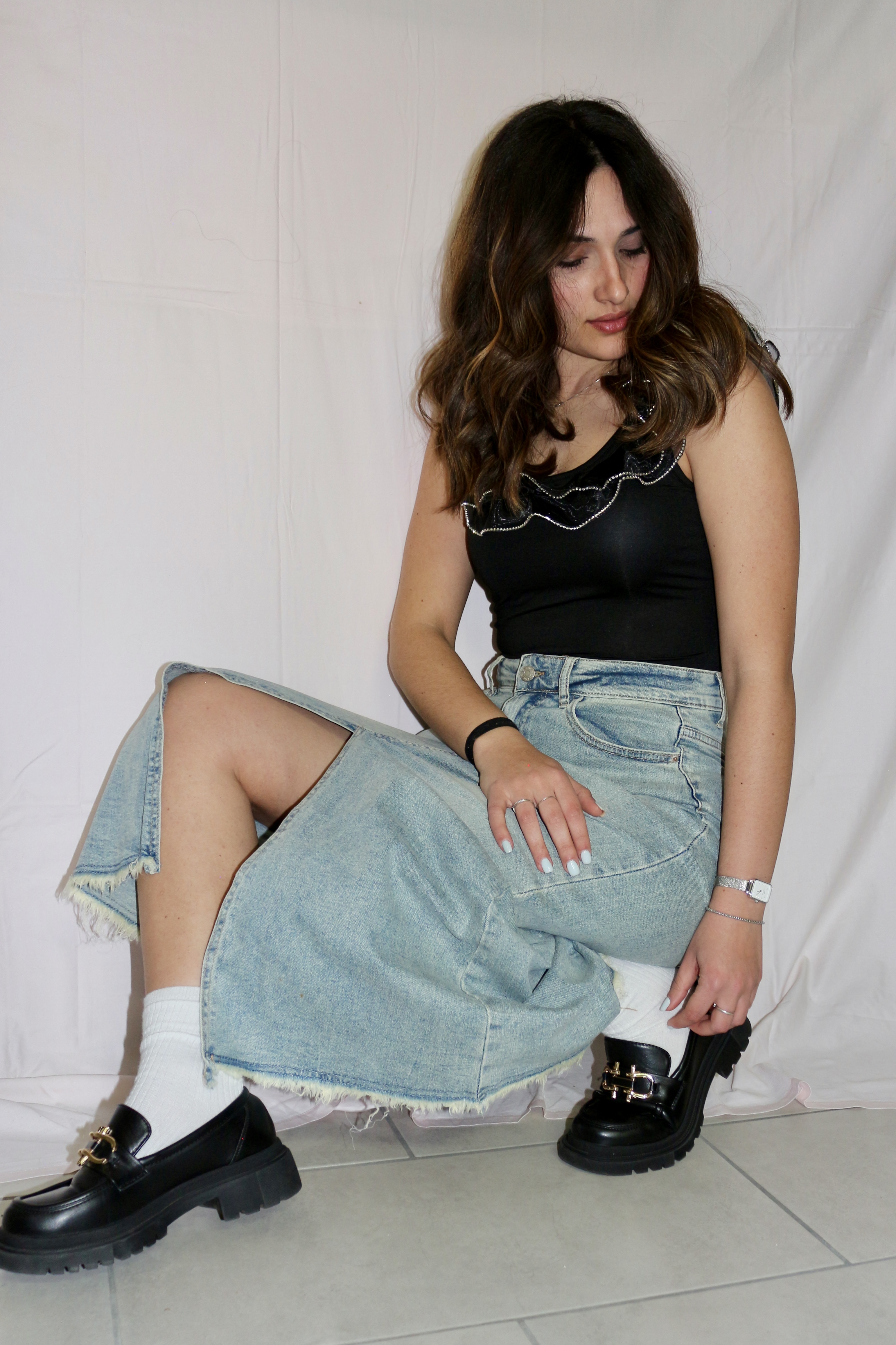 Long Denim Skirt