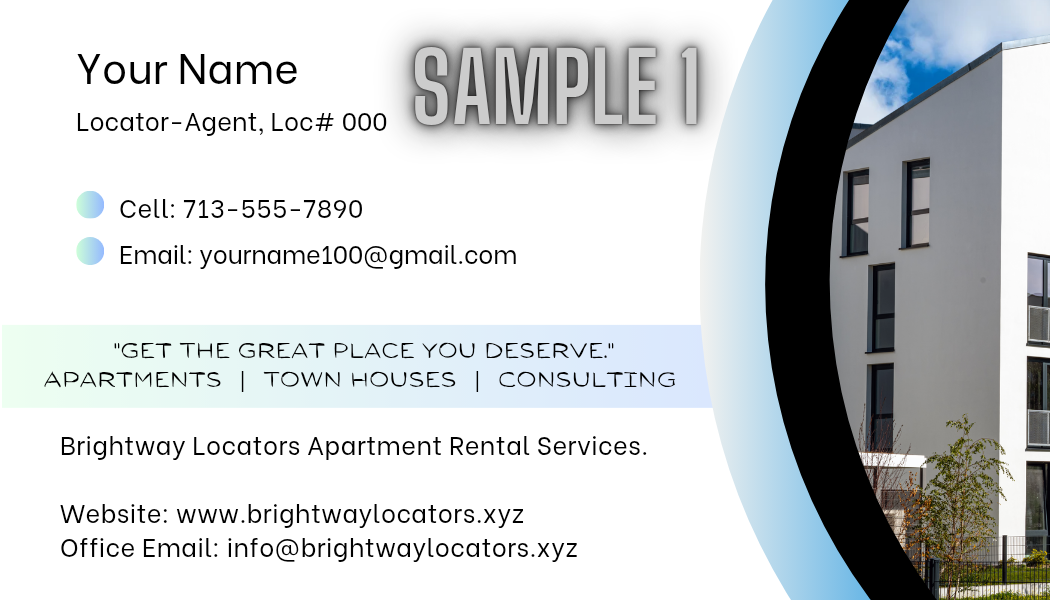 Custom Personalized Locator-Agent Business Cards SAMPLE 1 - 200 count